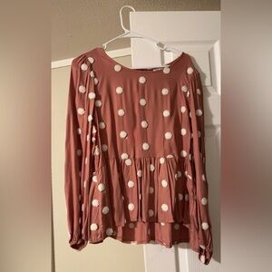 Elegant Pink Polka Dot Blouse